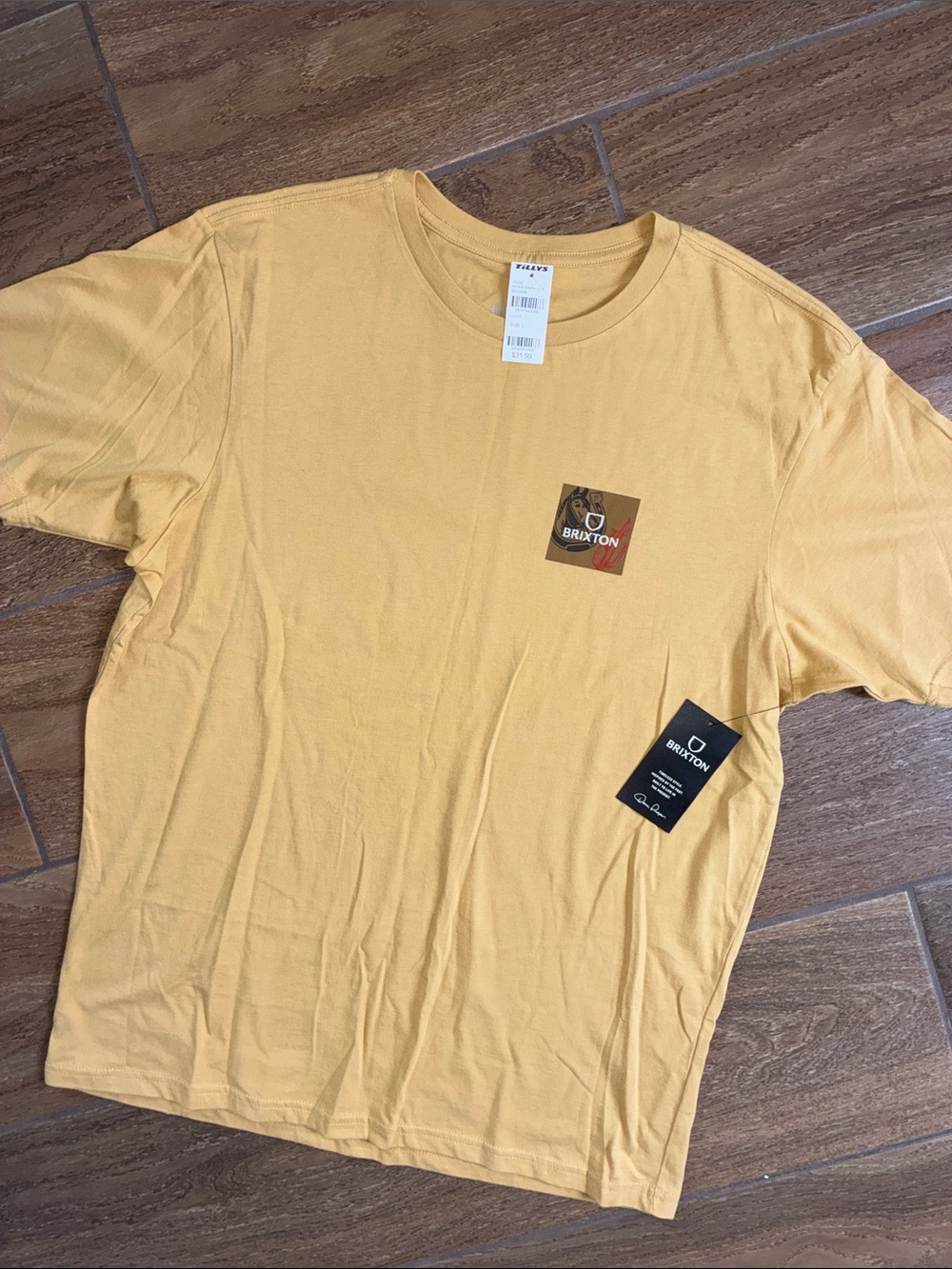 Brixton Men's Mustard Short Sleeve Crew Tee